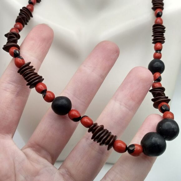 Wooden tube spacer dizzy loop necklace campfire vibes jewelry - Picture 2 of 2